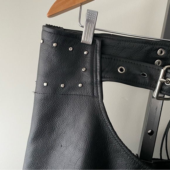Boutique Of Leathers Studded Biker Motorcycle Riding Chaps Womens Size Medium - Picture 10 of 14